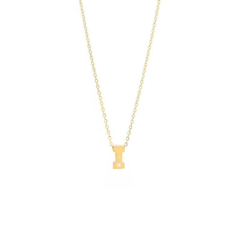 Yellow Gold Round Initial Necklace