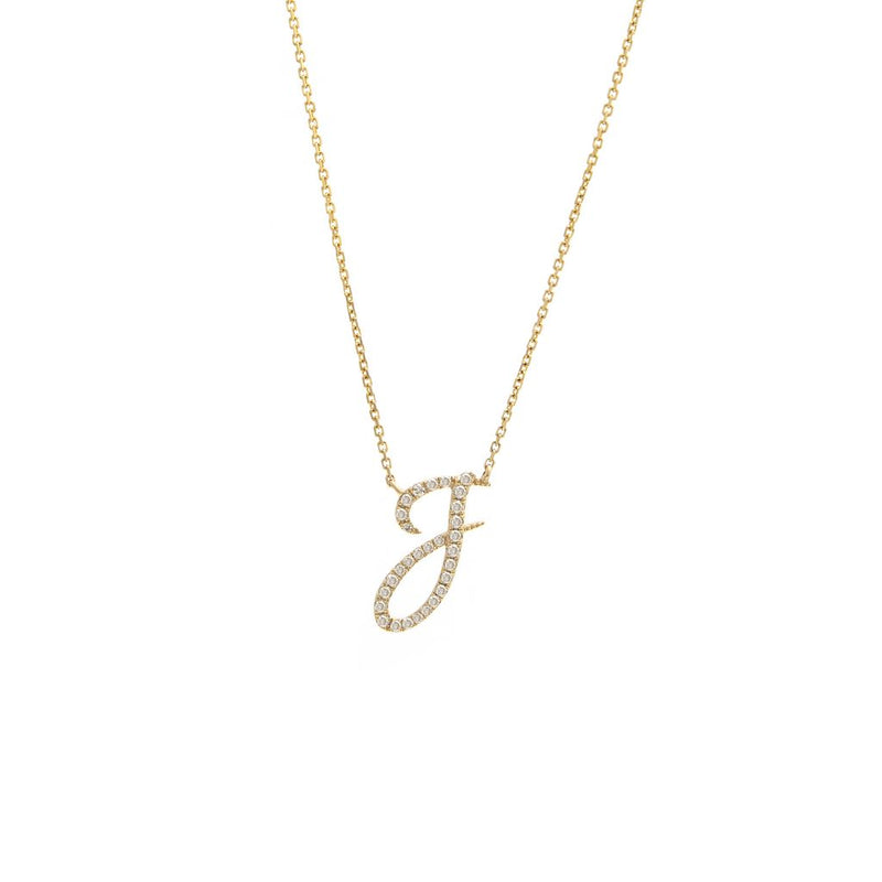 Cursive Initial Diamond Necklace