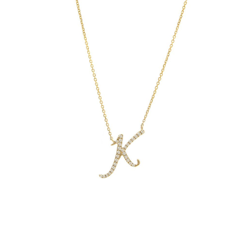 Cursive Initial Diamond Necklace