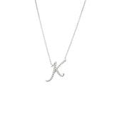 Cursive White Gold Initial Diamond Necklace