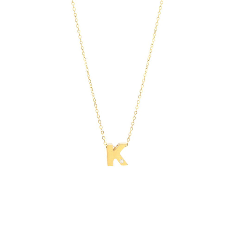 Yellow Gold Round Initial Necklace