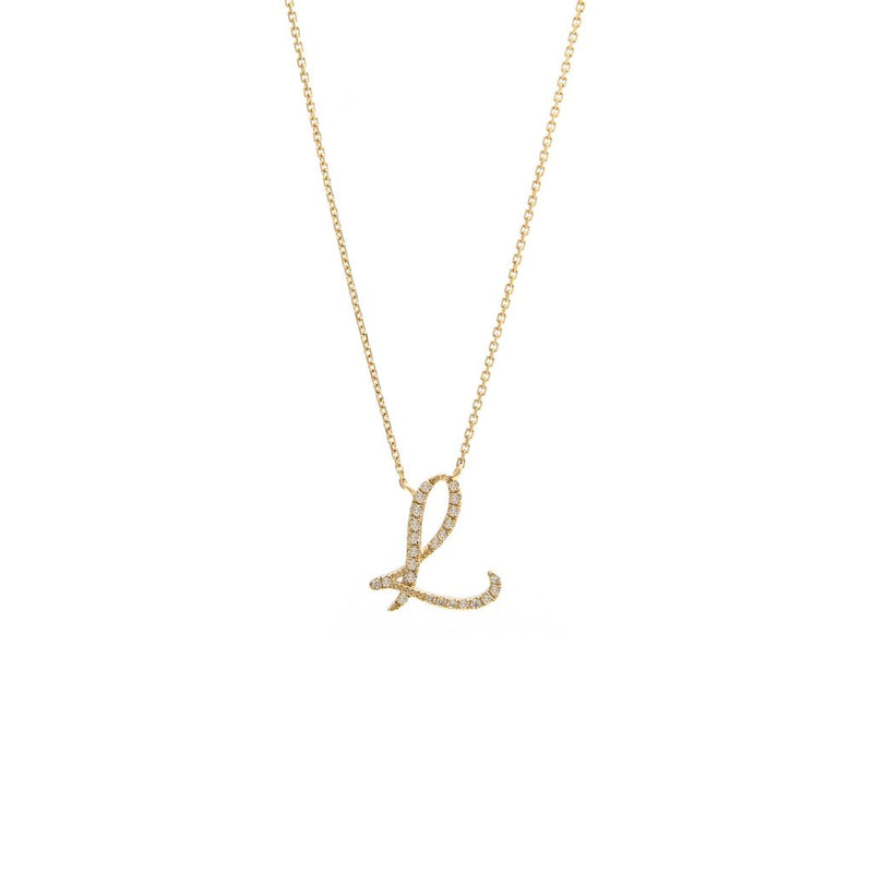 Cursive Initial Diamond Necklace