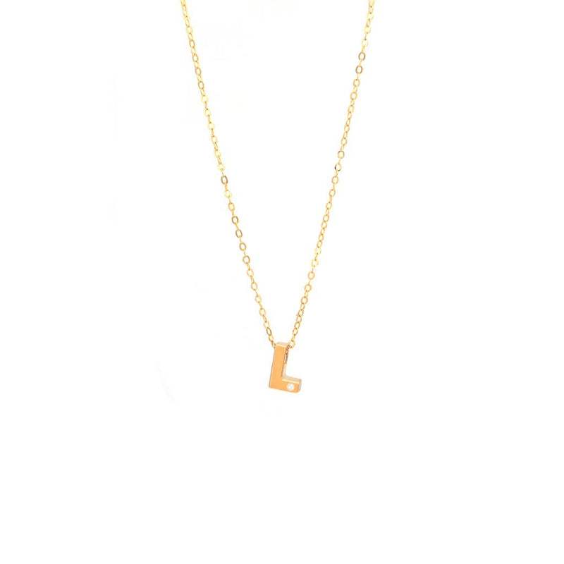 Yellow Gold Round Initial Necklace