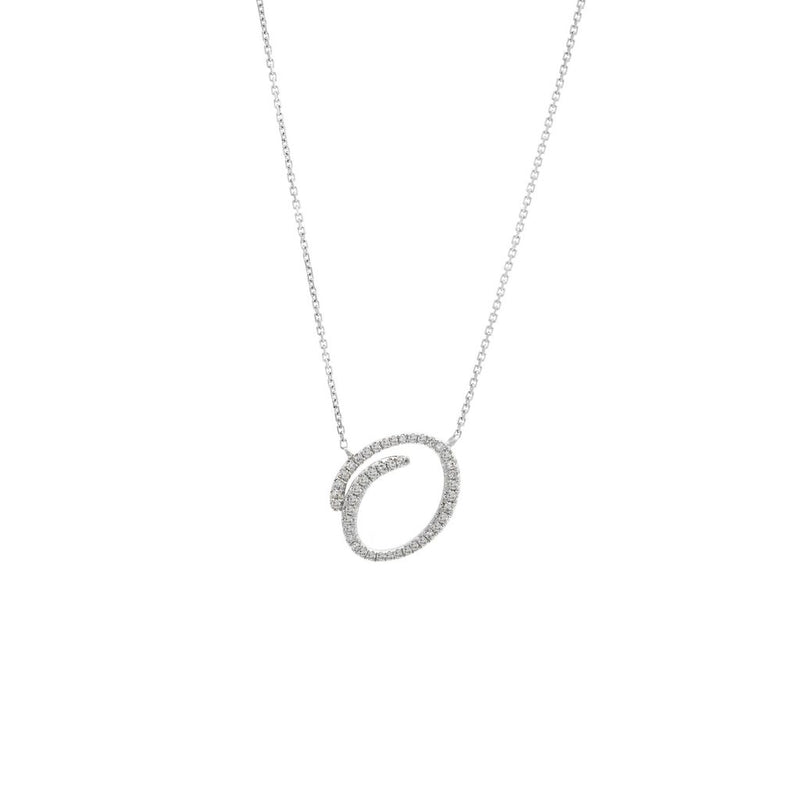 Cursive White Gold Initial Diamond Necklace