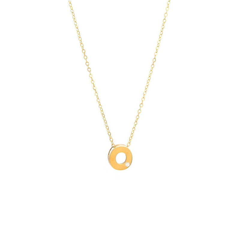 Yellow Gold Round Initial Necklace