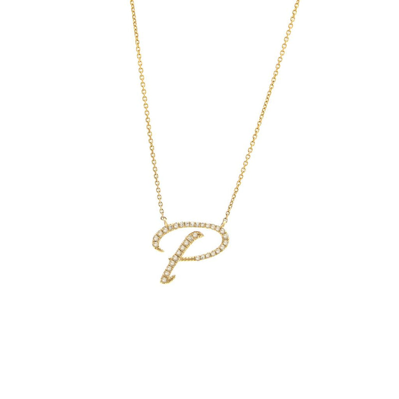 Cursive Initial Diamond Necklace