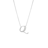 Cursive White Gold Initial Diamond Necklace