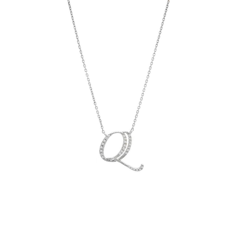 Cursive White Gold Initial Diamond Necklace