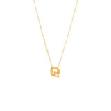 Yellow Gold Round Initial Necklace