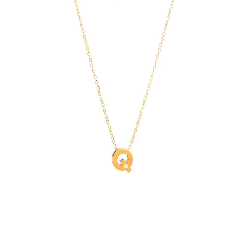 Yellow Gold Round Initial Necklace