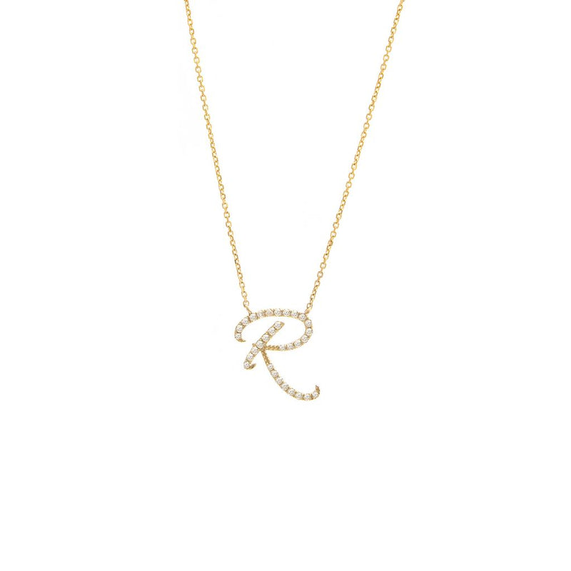 Cursive Initial Diamond Necklace