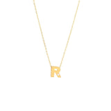 Yellow Gold Round Initial Necklace