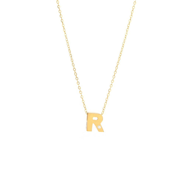 Yellow Gold Round Initial Necklace