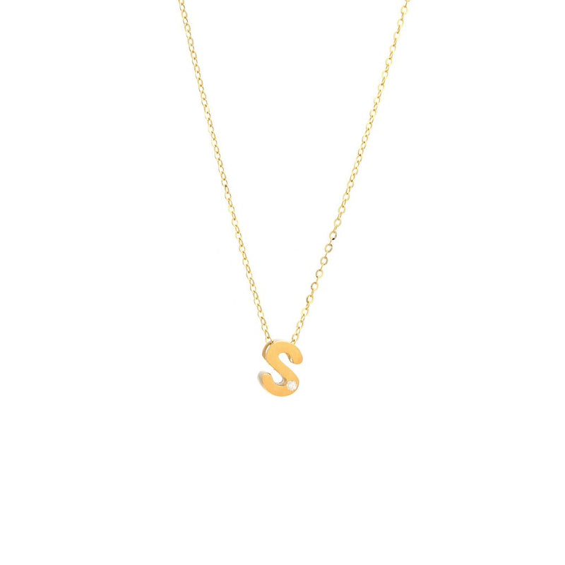 Yellow Gold Round Initial Necklace