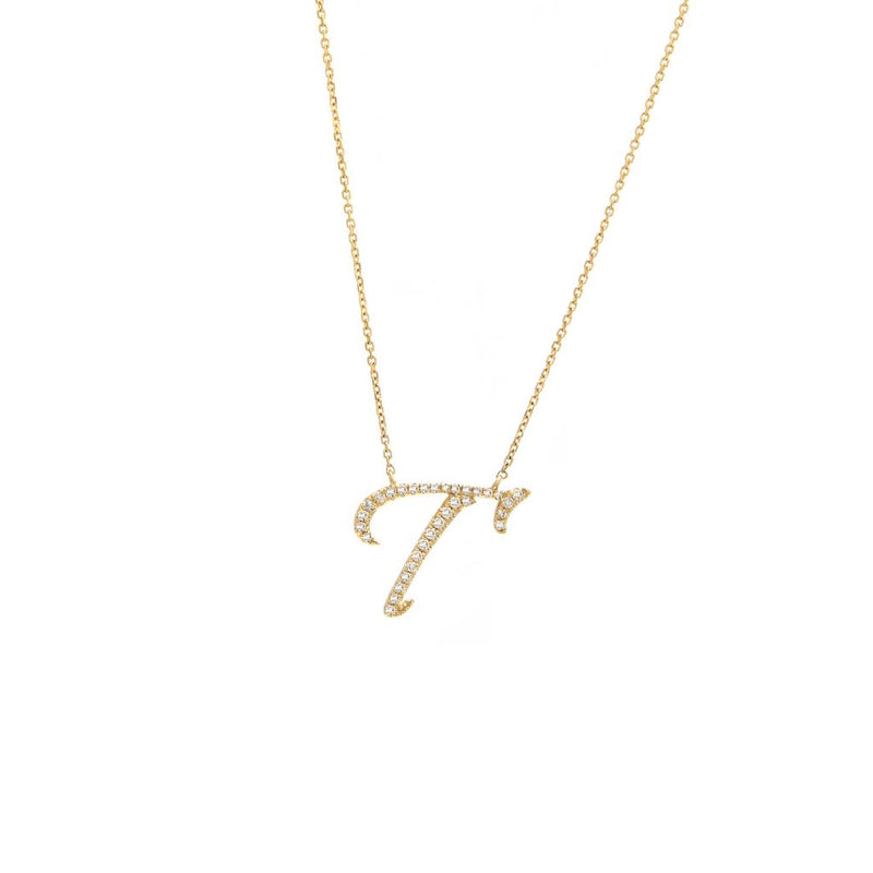 Cursive Initial Diamond Necklace