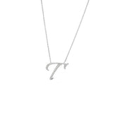 Cursive White Gold Initial Diamond Necklace