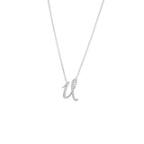 Cursive White Gold Initial Diamond Necklace