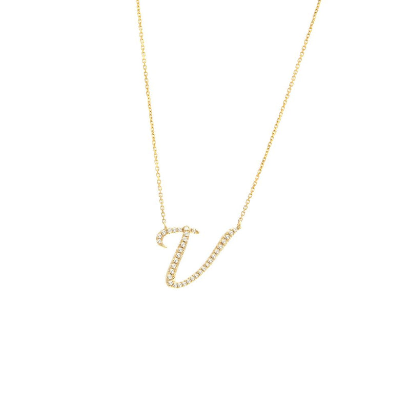 Cursive Initial Diamond Necklace