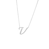 Cursive White Gold Initial Diamond Necklace