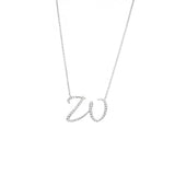 Cursive White Gold Initial Diamond Necklace