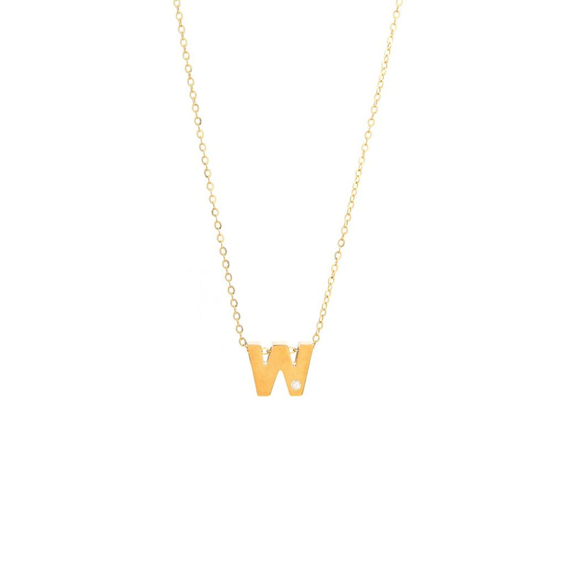 Yellow Gold Round Initial Necklace