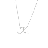 Cursive White Gold Initial Diamond Necklace