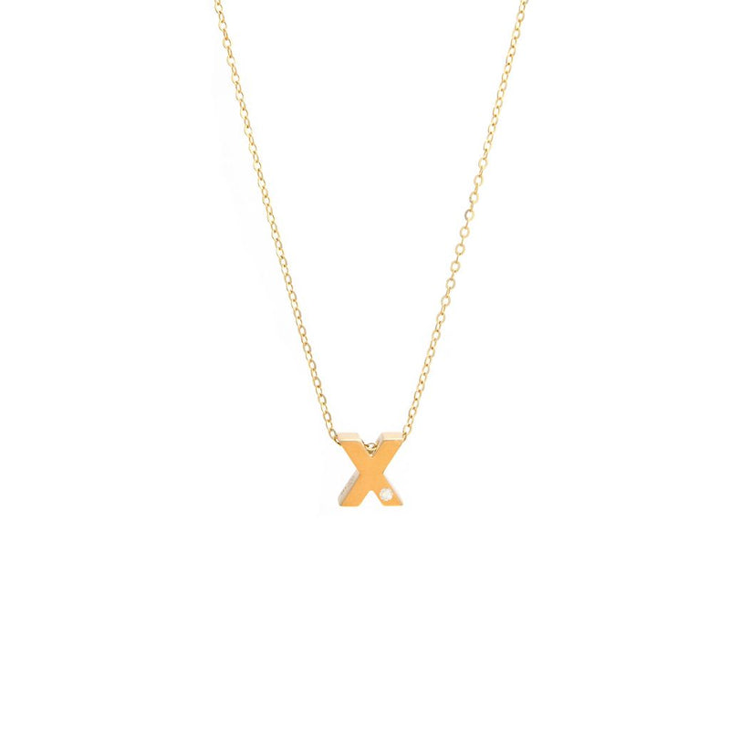 Yellow Gold Round Initial Necklace