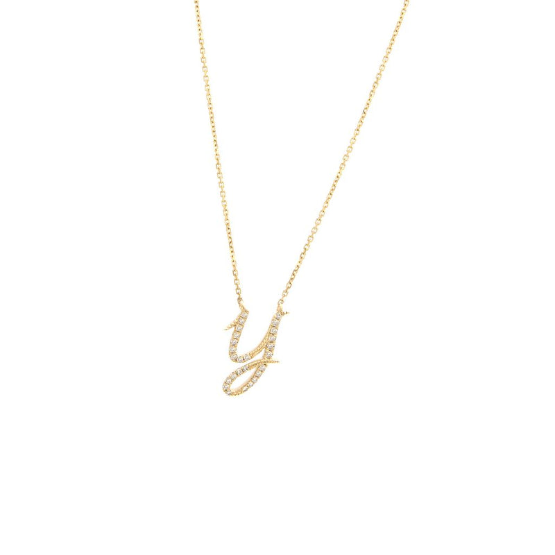 Cursive Initial Diamond Necklace