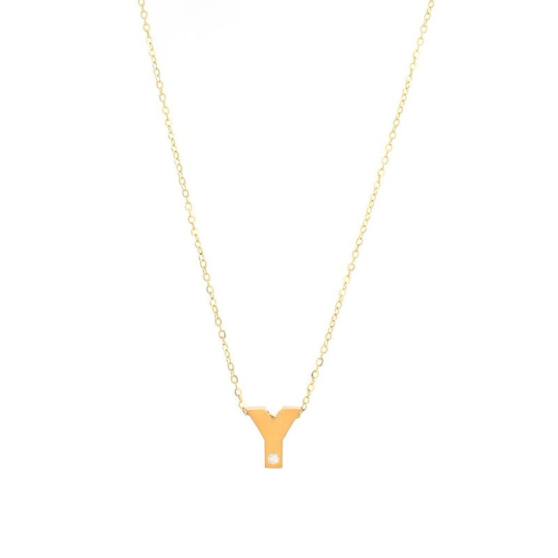 Yellow Gold Round Initial Necklace