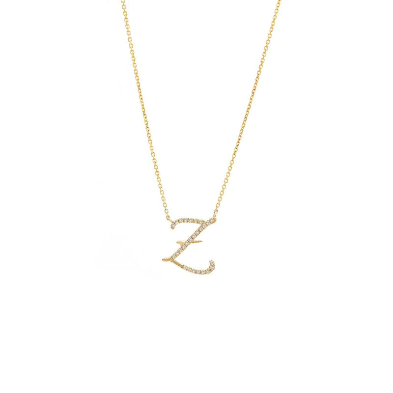 Cursive Initial Diamond Necklace