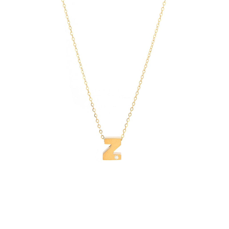 Yellow Gold Round Initial Necklace