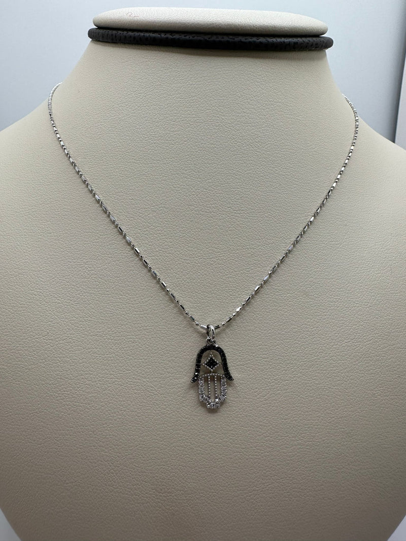 White Gold Diamond Hand Necklace