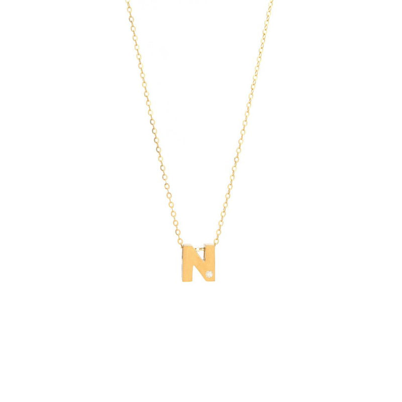 Yellow Gold Round Initial Necklace